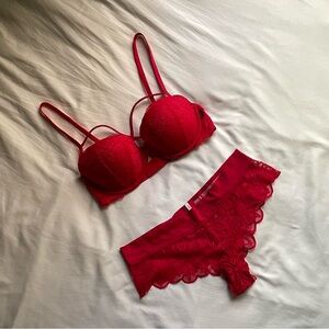 Victoria’s Secret Red Lace Lingerie Set